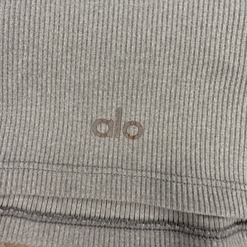 Alo Ribbed Chic Bra Tank Athletic Heather Grey XS - Picture 6 of 11